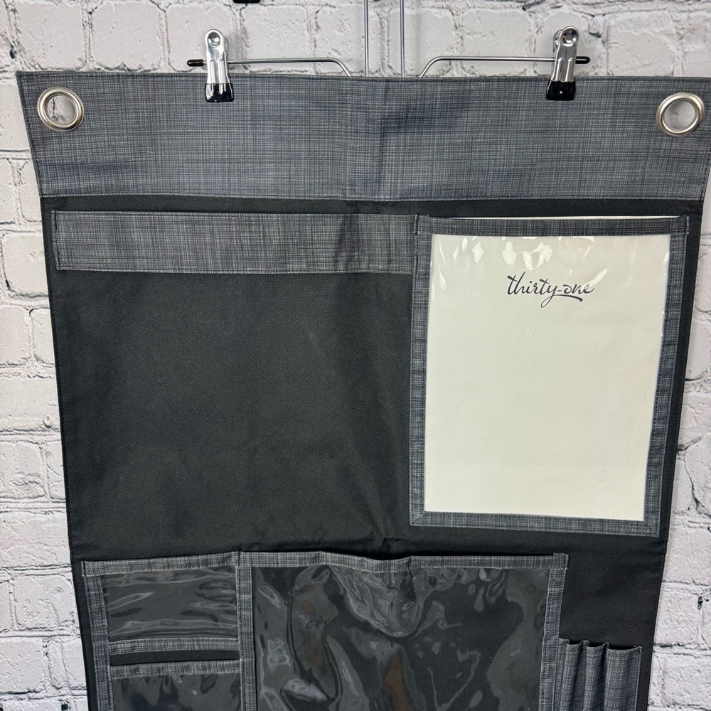 Thirty-One Hang Up Family Home Wall Organizer Pockets Black & Gray 41" x 22" - Picture 2 of 6